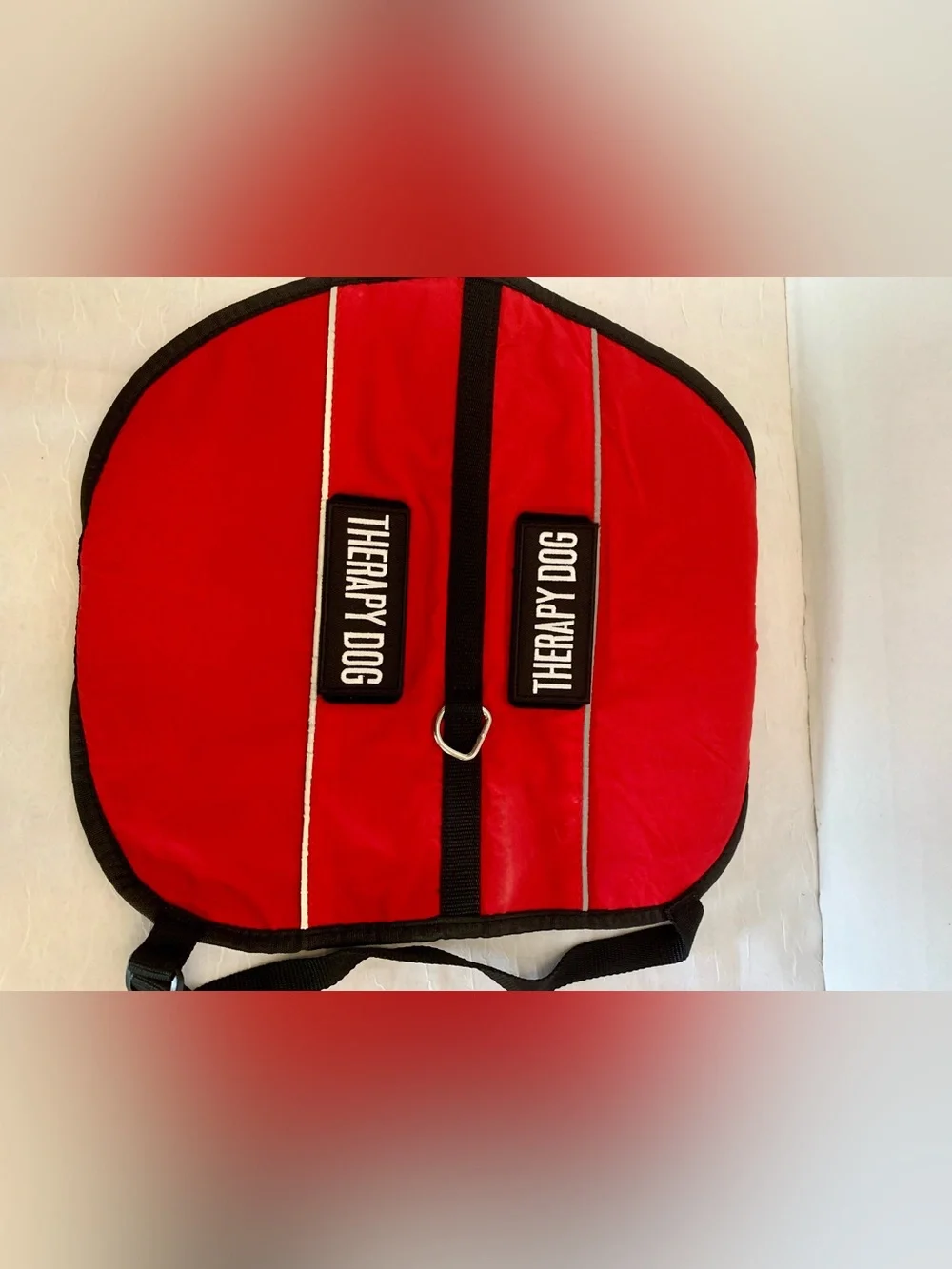 Red Therapy Dog Vest with Reflective Stripes. Size medium